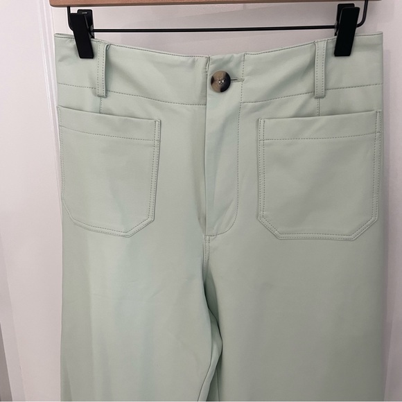 Anthropologie The Colette Cropped Wide-Leg Pants by Maeve Faux-Leather Edition 3 - Picture 6 of 11